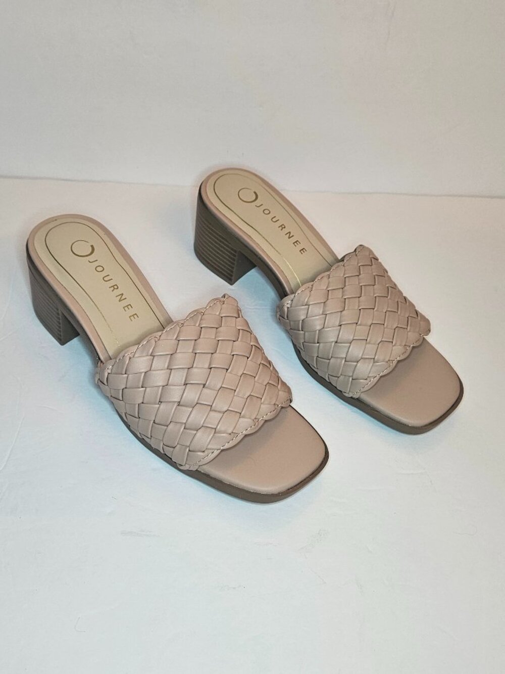 Journee Fylicia Woven Slide Sandals Blush Womens Size 6